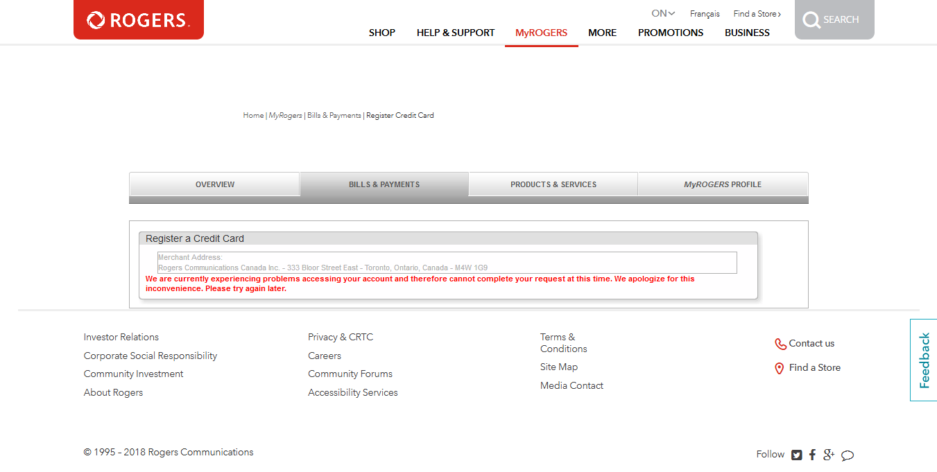Rogers Pay As You Go - Errors